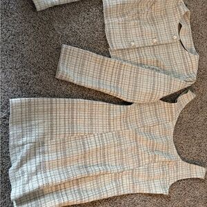 SHEIN Plaid Two-Piece Set in Cream and Tan